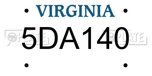 5DA140 Virginia License Plate