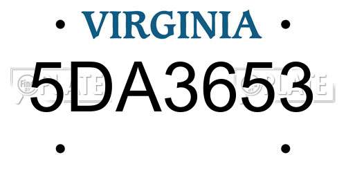 5DA3653 Virginia License Plate