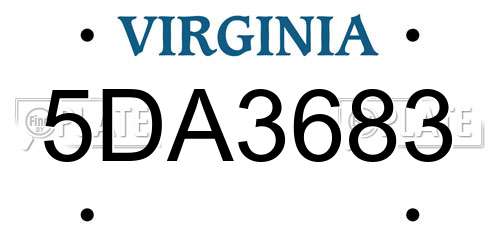 5DA3683 Virginia License Plate