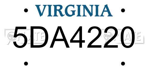 5DA4220 Virginia License Plate