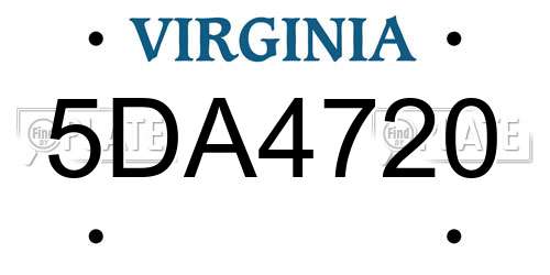 5DA4720 Virginia License Plate