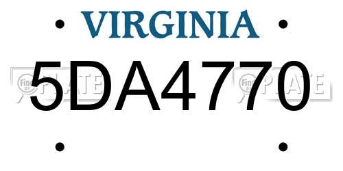 5DA4770 Virginia License Plate