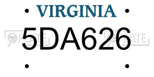 5DA626 Virginia License Plate
