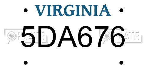 5DA676 Virginia License Plate