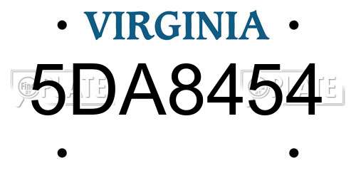 5DA8454 Virginia License Plate