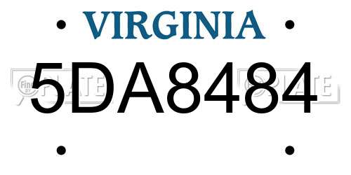 5DA8484 Virginia License Plate