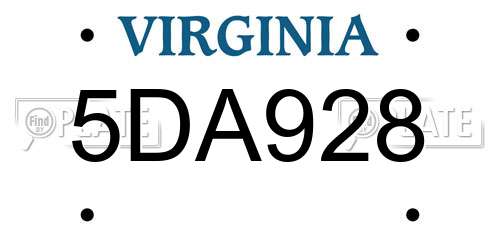 5DA928 Virginia License Plate