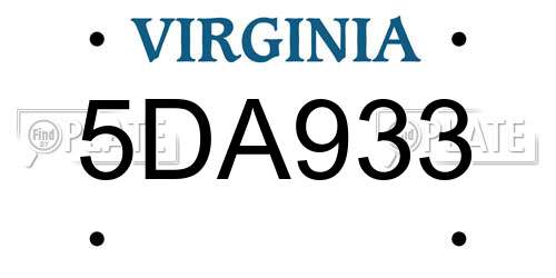 5DA933 Virginia License Plate