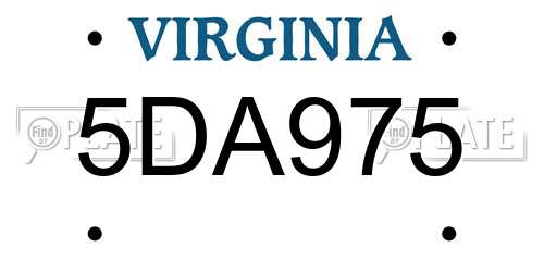 5DA975 Virginia License Plate