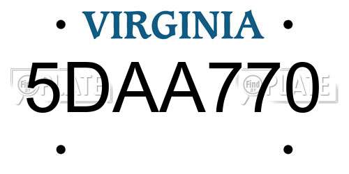 5DAA770 Virginia License Plate