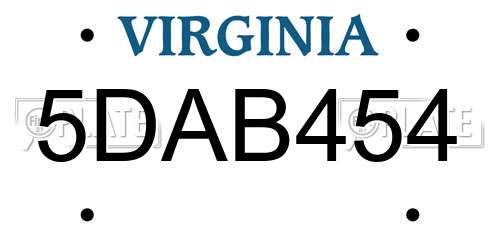 5DAB454 Virginia License Plate