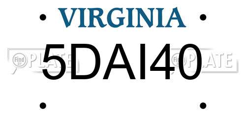 5DAI40 Virginia License Plate
