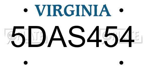 5DAS454 Virginia License Plate