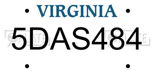 5DAS484 Virginia License Plate