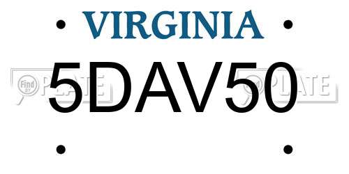 5DAV50 Virginia License Plate