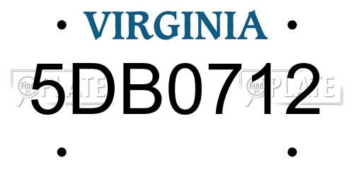 5DB0712 Virginia License Plate