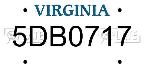 5DB0717 Virginia License Plate