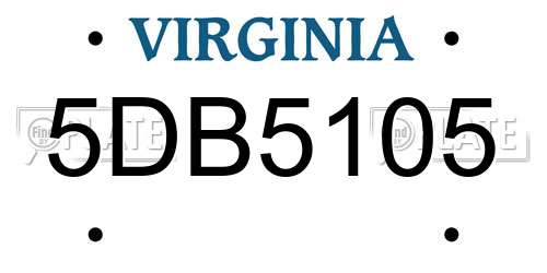 5DB5105 Virginia License Plate