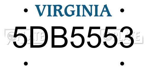 5DB5553 Virginia License Plate