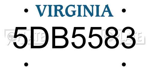 5DB5583 Virginia License Plate