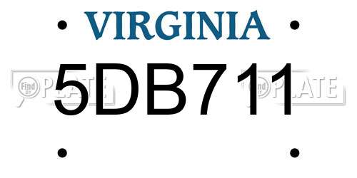 5DB711 Virginia License Plate