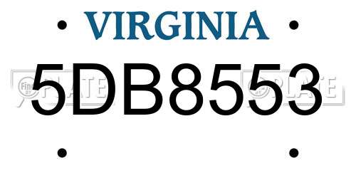 5DB8553 Virginia License Plate