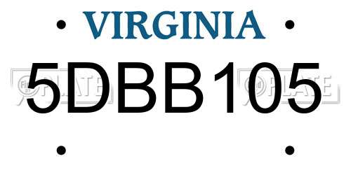 5DBB105 Virginia License Plate