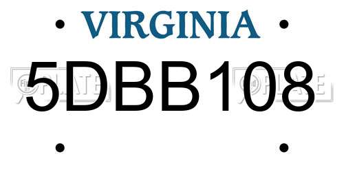 5DBB108 Virginia License Plate