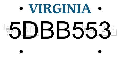5DBB553 Virginia License Plate