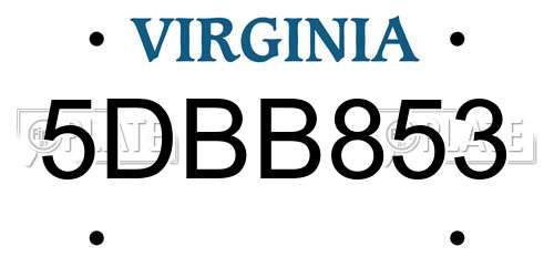 5DBB853 Virginia License Plate