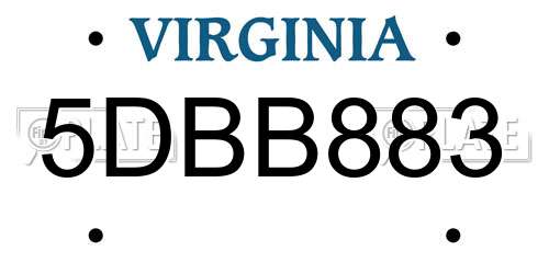 5DBB883 Virginia License Plate