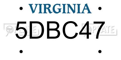 5DBC47 Virginia License Plate