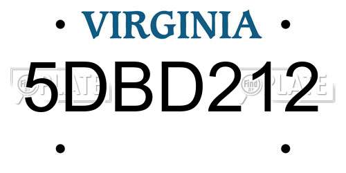 5DBD212 Virginia License Plate