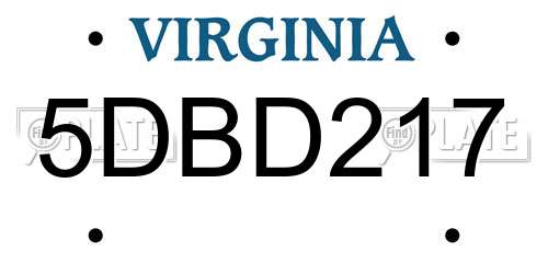 5DBD217 Virginia License Plate