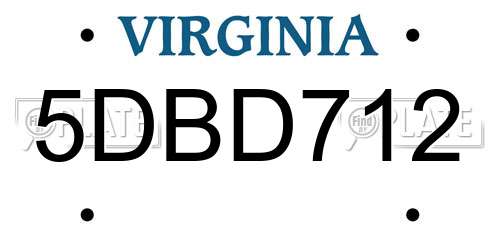 5DBD712 Virginia License Plate