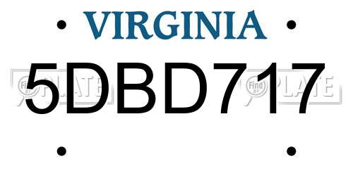 5DBD717 Virginia License Plate