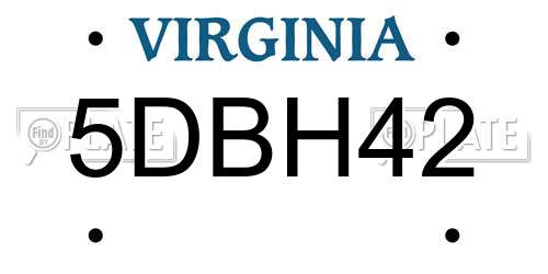 5DBH42 Virginia License Plate