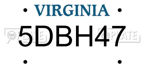 5DBH47 Virginia License Plate