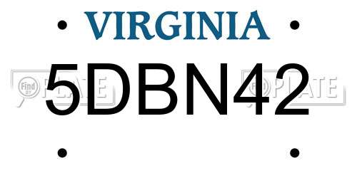 5DBN42 Virginia License Plate