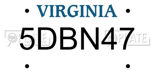 5DBN47 Virginia License Plate
