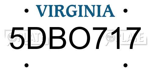 5DBO717 Virginia License Plate