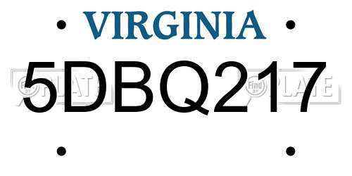 5DBQ217 Virginia License Plate