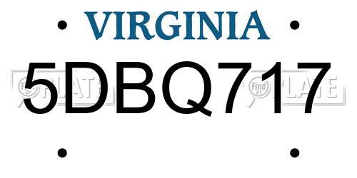 5DBQ717 Virginia License Plate