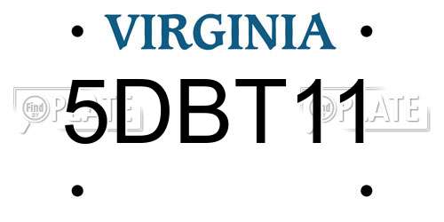 5DBT11 Virginia License Plate