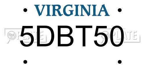 5DBT50 Virginia License Plate