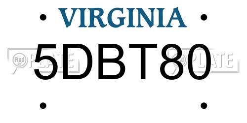 5DBT80 Virginia License Plate