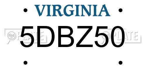 5DBZ50 Virginia License Plate