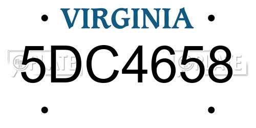 5DC4658 Virginia License Plate