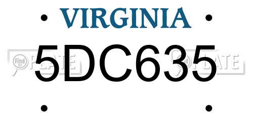 5DC635 Virginia License Plate