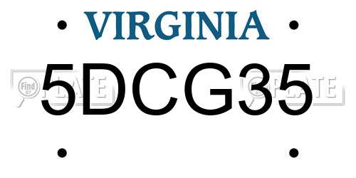 5DCG35 Virginia License Plate